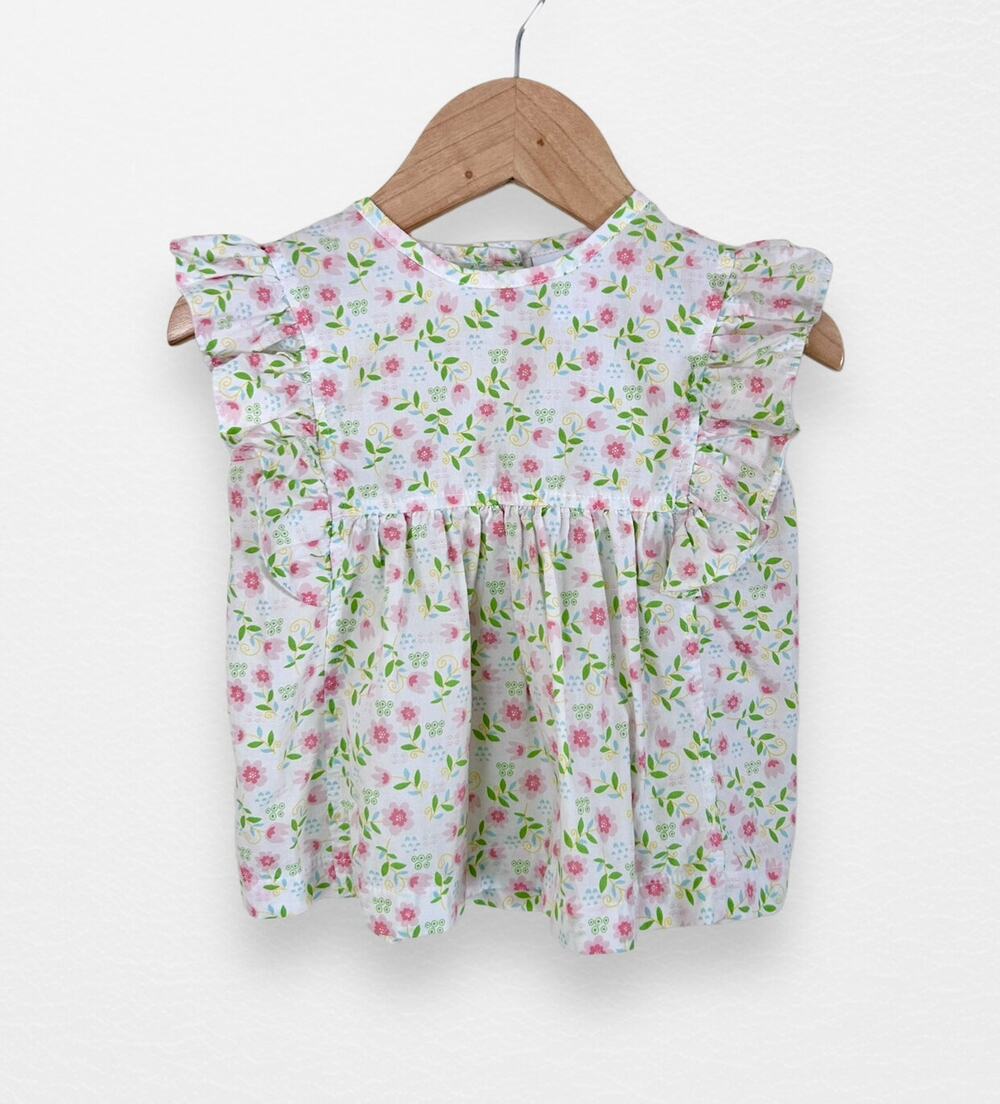 Stitchy Fish Floral Ruffle Top, 12 Months